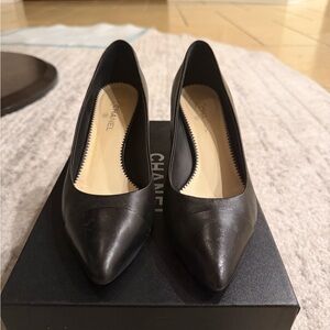 CHANEL Black Leather Heels